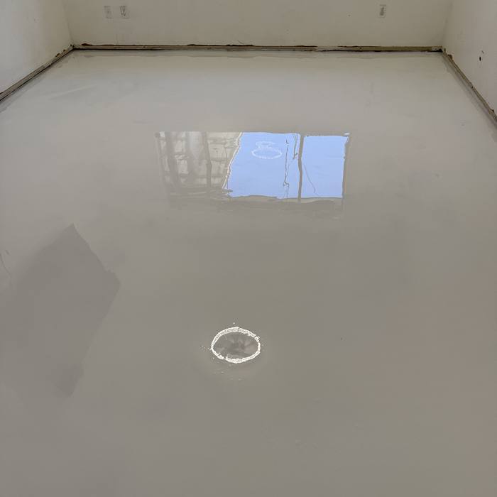 Pearl silver and gray metallic epoxy floor