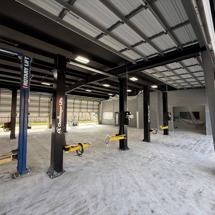 Large steel warehouse prepped for a commercial floor install